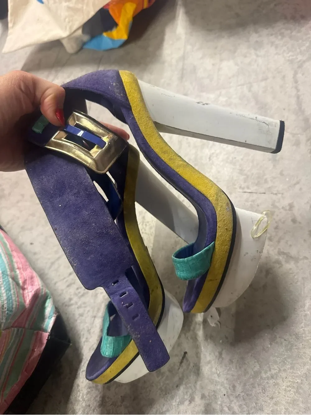 Brian Atwood Suede Heels - Blue Teal Colorful Size 8